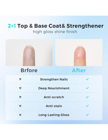 Morovan Endurecedor de Uñas 3 en 1 - Tratamiento Secado Rápido