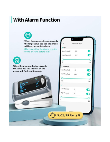 Oxímetro de Pulso Bluetooth HealthTree JKS50B con APP Gratis
