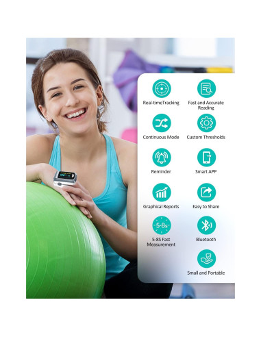 Oxímetro de Pulso Bluetooth HealthTree JKS50B con APP Gratis