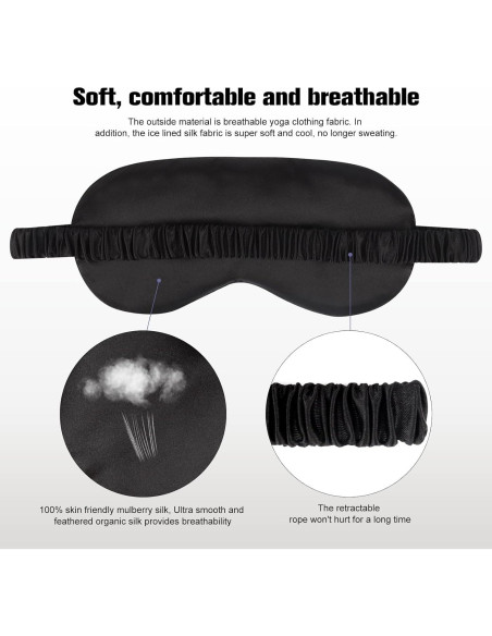 2Pack Máscaras de Sueño de Seda IEKEODI - Antifaz Oscurecedor