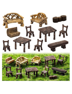Conjunto de Muebles Miniatura de Jardín de Hadas 11 Piezas