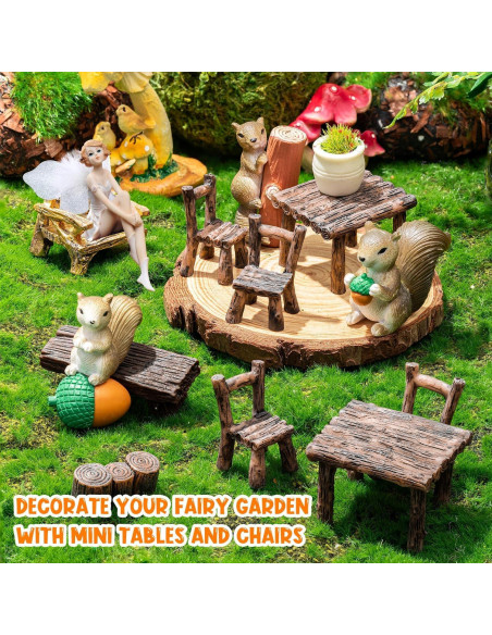 Conjunto de Muebles Miniatura de Jardín de Hadas 11 Piezas