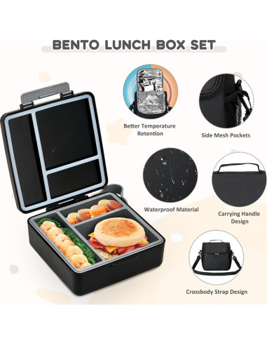 Juego de Almuerzo Pawtong: Caja Bento, Termo 500ml, Botella 400ml