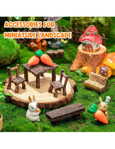 Conjunto de Muebles Miniatura de Jardín de Hadas 11 Piezas