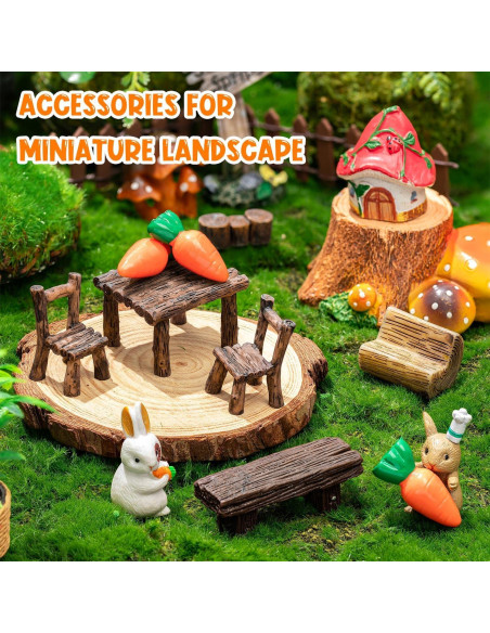 Conjunto de Muebles Miniatura de Jardín de Hadas 11 Piezas