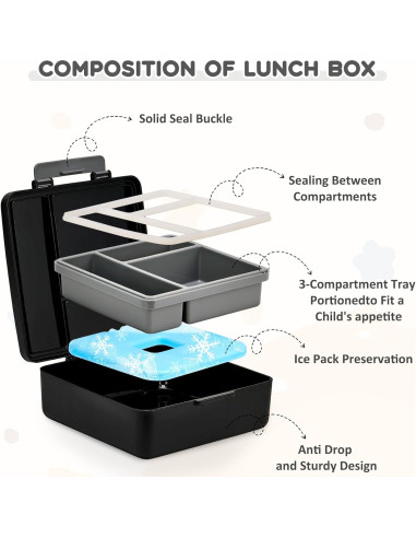 Juego de Almuerzo Pawtong: Caja Bento, Termo 500ml, Botella 400ml