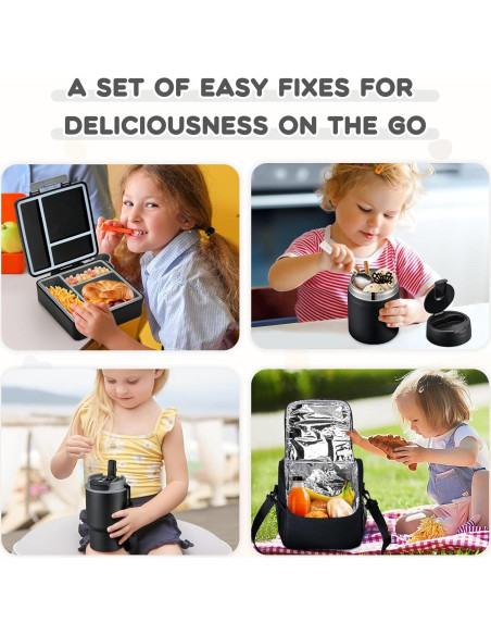 Juego de Almuerzo Pawtong: Caja Bento, Termo 500ml, Botella 400ml