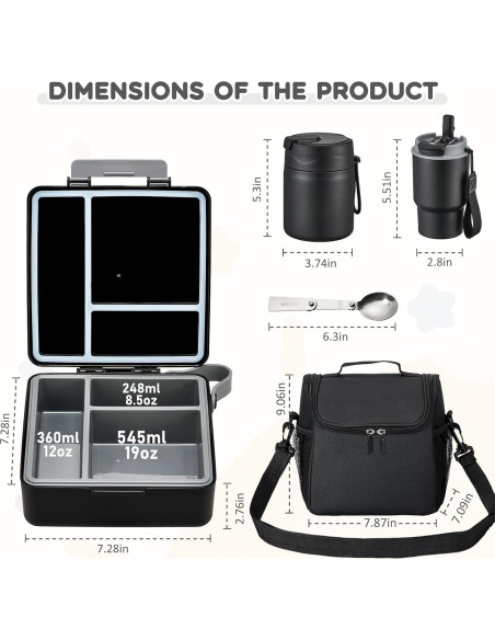 Juego de Almuerzo Pawtong: Caja Bento, Termo 500ml, Botella 400ml