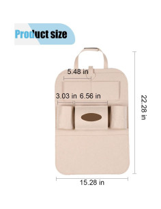 Organizador de respaldo de asiento de coche LAINLOY Fieltro Beige 56.5x38.8cm 2