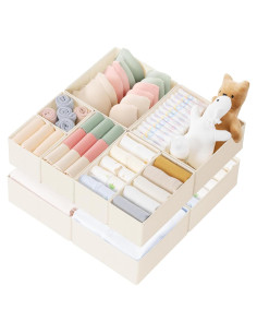 Organizador de Cajones Criusia 10 Piezas Beige para Ropa