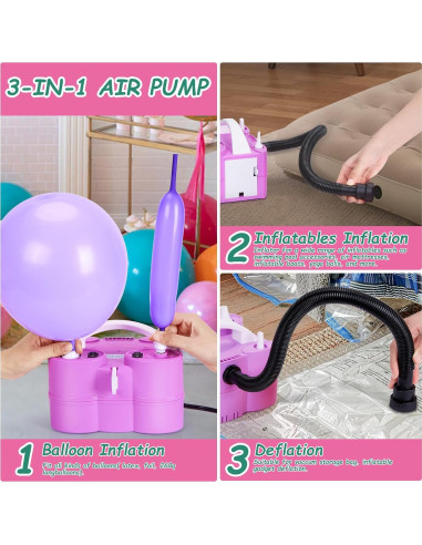 Bomba de Aire Eléctrica AGPtEK 600W 3-en-1 para Globos