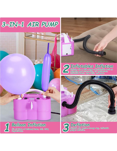 Bomba de Aire Eléctrica AGPtEK 600W 3-en-1 para Globos