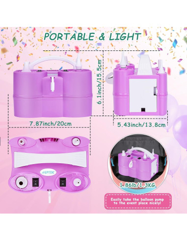 Bomba de Aire Eléctrica AGPtEK 600W 3-en-1 para Globos