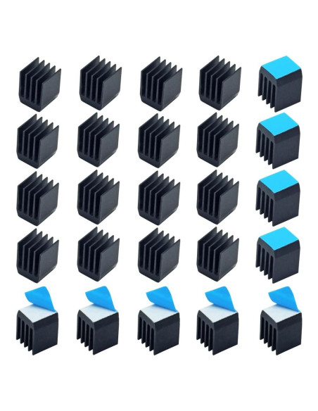 20 Disipadores de Aluminio 9x9x12mm con Cinta Adhesiva Jeteokar