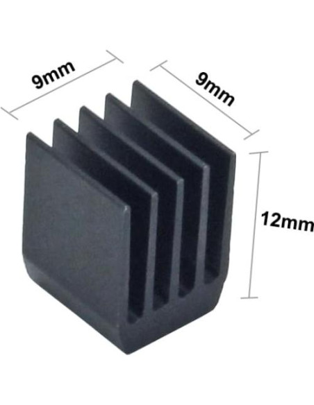 20 Disipadores de Aluminio 9x9x12mm con Cinta Adhesiva Jeteokar