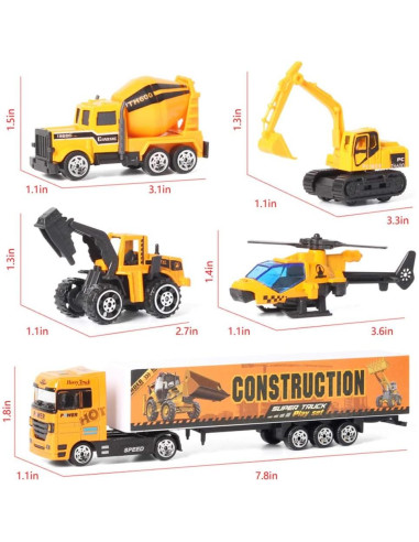 Juego de Camiones de Construcción Jenilily 12 Piezas para Niños