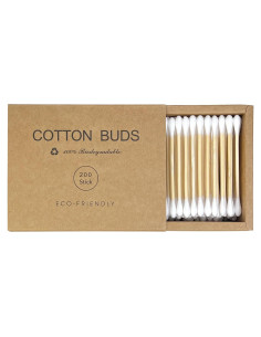 Hisopos de Algodón Orgánico Biodegradables Meanhoo - 200 Unidades