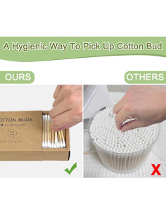 Hisopos de Algodón Orgánico Biodegradables Meanhoo - 200 Unidades 2