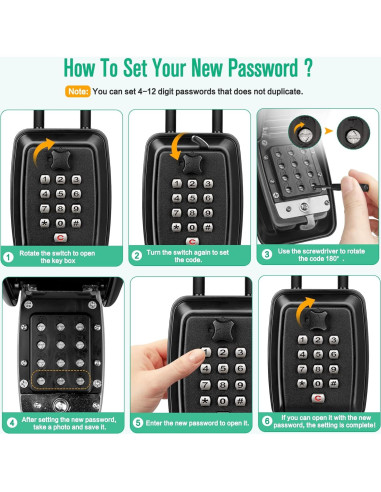 Caja de Llave con Combinación HUANLANG Impermeable 12 Dígitos