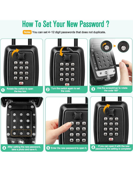 Caja de Llave con Combinación HUANLANG Impermeable 12 Dígitos