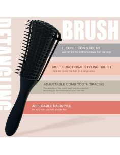 Juego de 5 Cepillos Desenredantes Nylon - Negro - 24.1x9.9cm 2