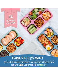 Contenedor de Almuerzo Caperci Bento Box 3 Piezas 5 Compartimentos 2