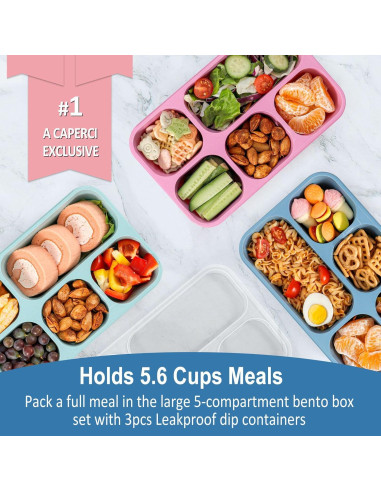 Contenedor de Almuerzo Caperci Bento Box 3 Piezas 5 Compartimentos