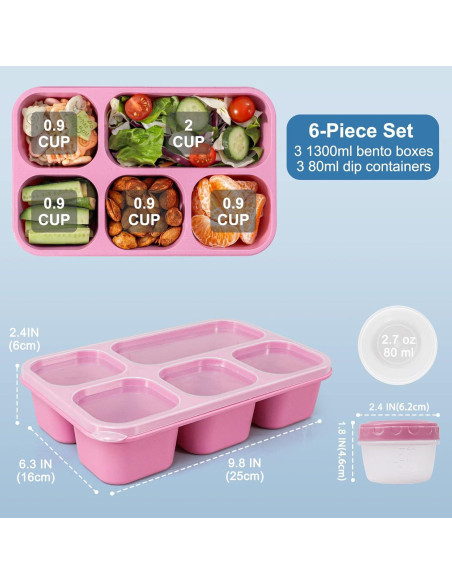 Contenedor de Almuerzo Caperci Bento Box 3 Piezas 5 Compartimentos