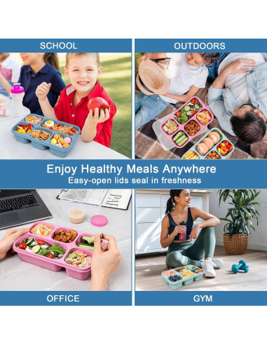 Contenedor de Almuerzo Caperci Bento Box 3 Piezas 5 Compartimentos