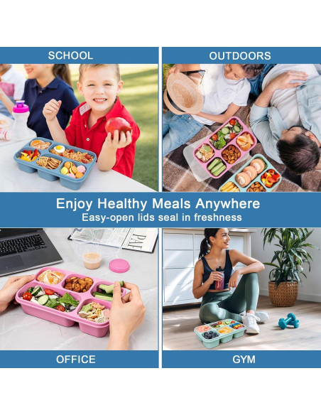 Contenedor de Almuerzo Caperci Bento Box 3 Piezas 5 Compartimentos