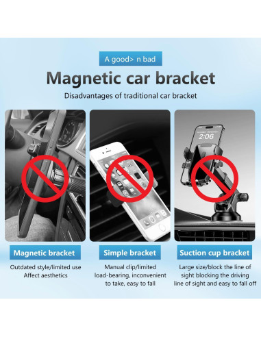 Soporte Magnético para Teléfono Móvil MISPRO 360 Negro+Plata