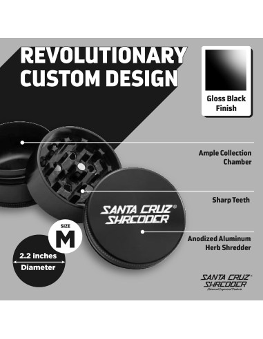 Molinillo de Hierbas Santa Cruz Shredder 3 Piezas Aluminio Negro