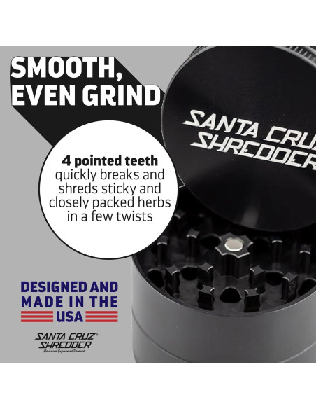 Molinillo de Hierbas Santa Cruz Shredder 3 Piezas Aluminio Negro