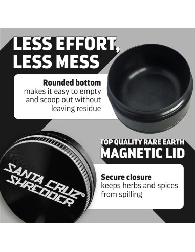 Molinillo de Hierbas Santa Cruz Shredder 3 Piezas Aluminio Negro