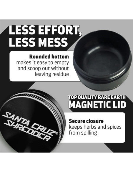 Molinillo de Hierbas Santa Cruz Shredder 3 Piezas Aluminio Negro