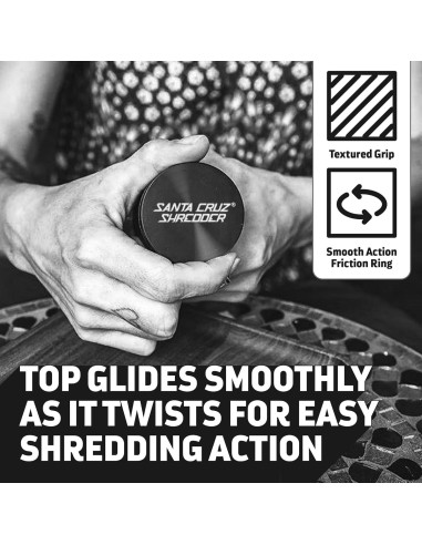 Molinillo de Hierbas Santa Cruz Shredder 3 Piezas Aluminio Negro