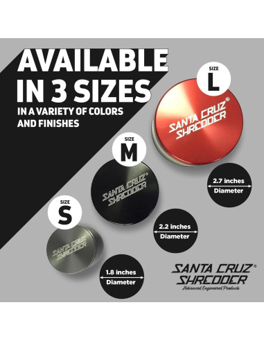 Molinillo de Hierbas Santa Cruz Shredder 3 Piezas Aluminio Negro