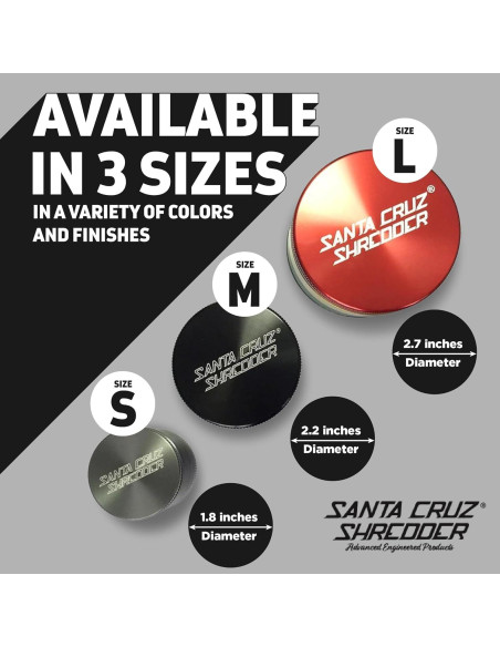 Molinillo de Hierbas Santa Cruz Shredder 3 Piezas Aluminio Negro