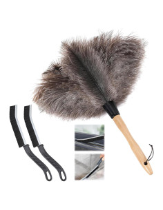 Plumero de Plumas de Avestruz Soarer 35.56 cm - Kit de Limpieza 2pcs
