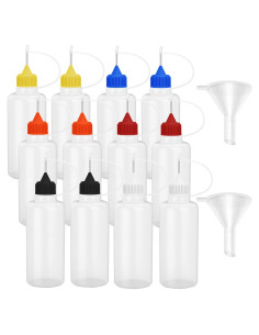 12 Botellas de Pegamento Hulless 60 mL Punta de Aguja Multicolor