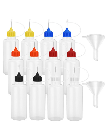 12 Botellas de Pegamento Hulless 60 mL Punta de Aguja Multicolor