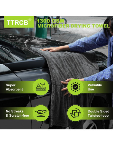 Kit de 2 Toallas de Microfibra TTRCB 1300 GSM Ultra-Absorbentes