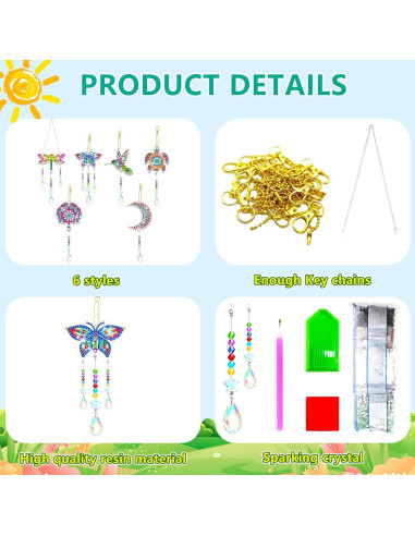 Kit 6 Pcs Atrapasueños Pintura de Diamante JeCuiK 5D