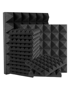 Paquete de 24 Paneles Acústicos Autoadhesivos 30.48x30.48cm - Negro