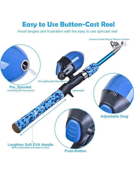 Conjunto de Cañas de Pesca LEOFISHING 1.5m para Niños