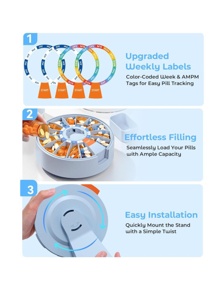 Dispensador de Pastillas Daviky A-276 Azul, Organizador 14 Días Dispensador de Pastillas Daviky A-276 Azul, Organizador 14 Días