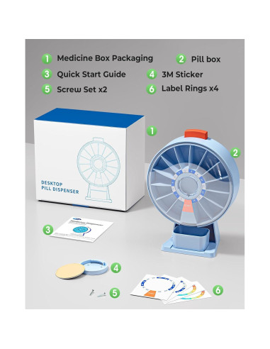 Dispensador de Pastillas Daviky A-276 Azul, Organizador 14 Días