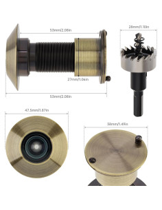 Mirilla de Puerta de Latón Sólido 220 con Cubierta Privacidad 2
