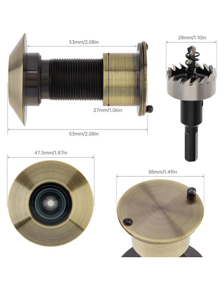 Mirilla de Puerta de Latón Sólido 220 con Cubierta Privacidad