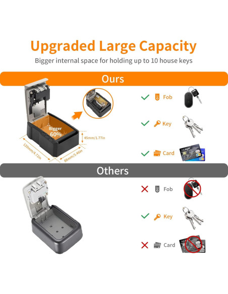 Caja de Llaves con Cerradura Fayleeko Extra Grande Negra